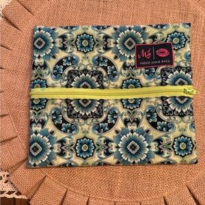 MJ Makeup Junkie Bags Blue Floral Cosmetic Bag